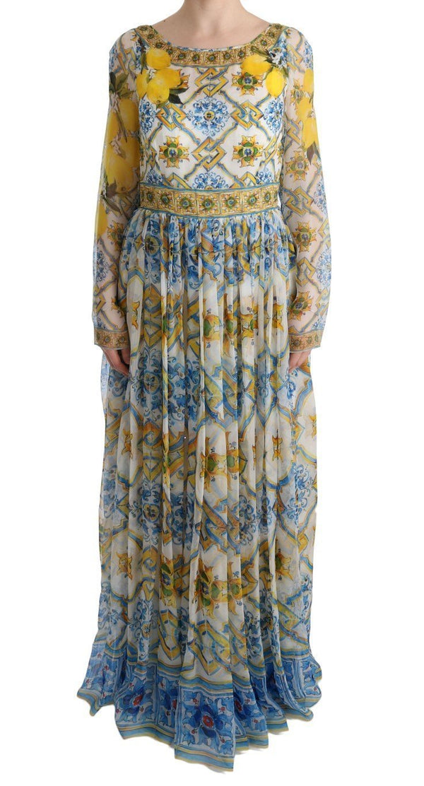 Multicolor Silk Portofino Shift Gown Maxi Dress