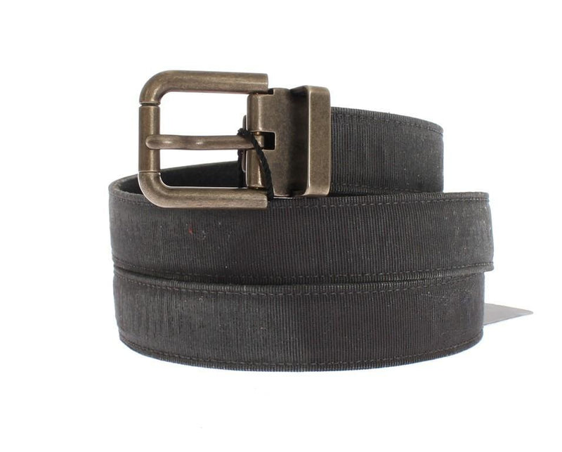 Gray Fabric Gold Buckle Logo Waist Belt