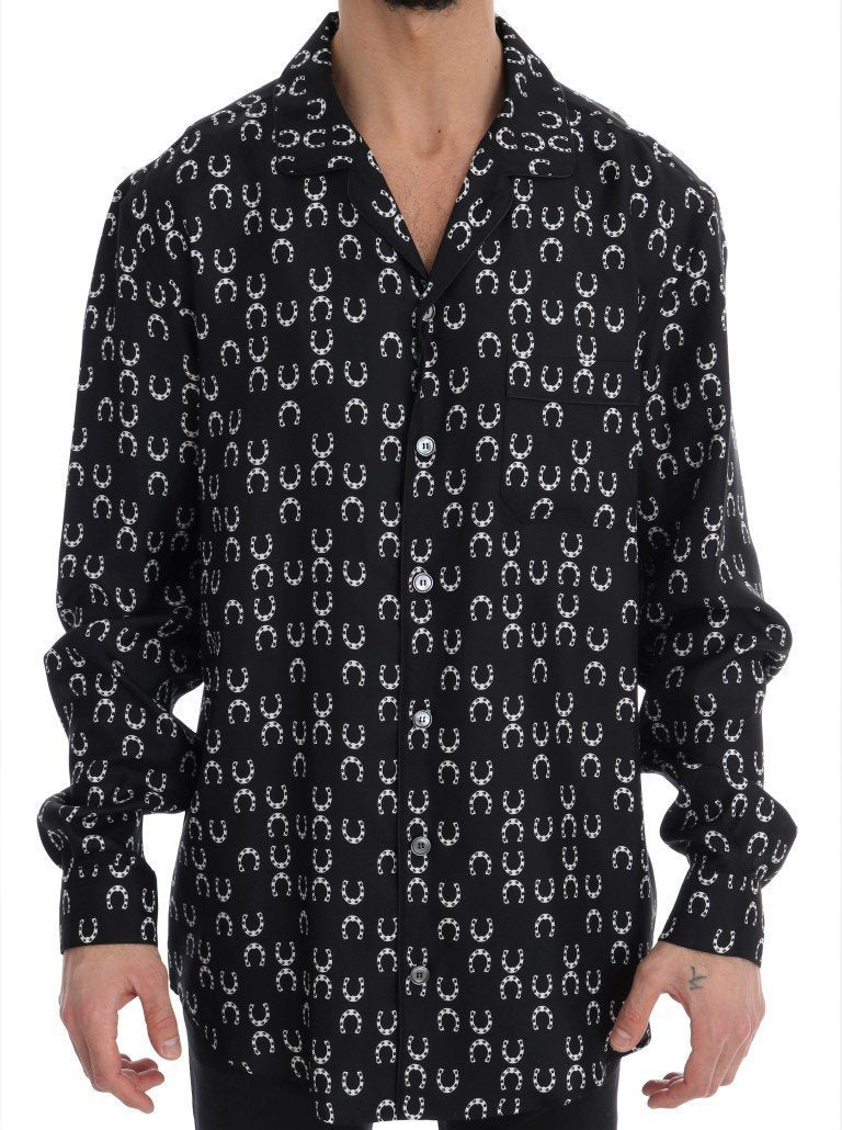 Black Horseshoe Print Shirt