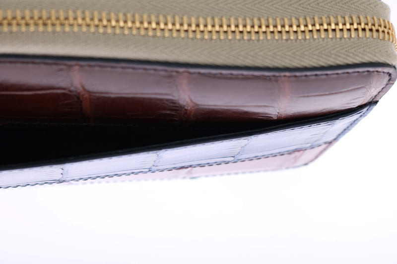 Multicolor Leather Crocodile Skin Continental Wallet