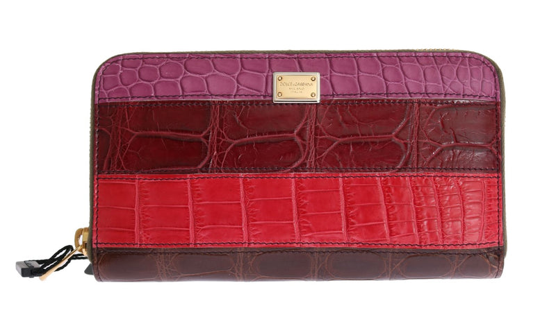 Multicolor Crocodile Leather Continental Wallet