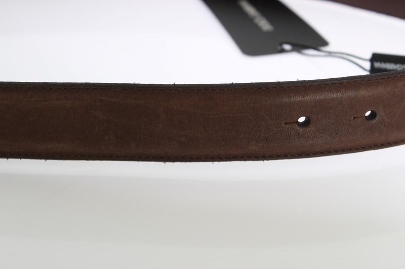 Brown Leather Logo Buckle Belt