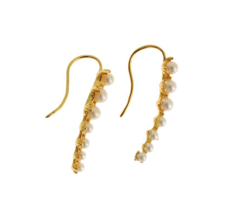 White Pearl Hook Gold 925 Silver Earrings