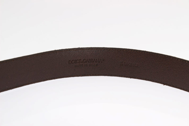 Brown Leather Logo Buckle Belt