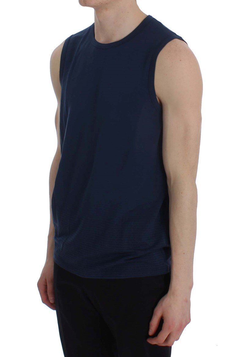 Blue Modal Stretch Sleeveless Underwear T-shirt