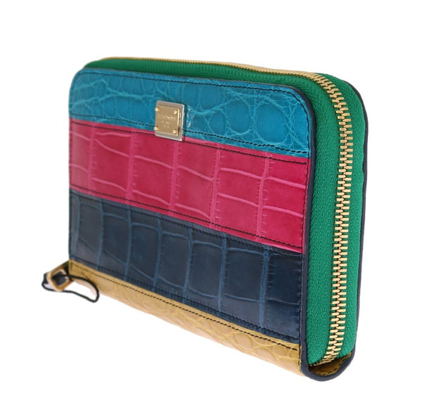 Multicolor Alligator Caiman Leather Continental Wallet