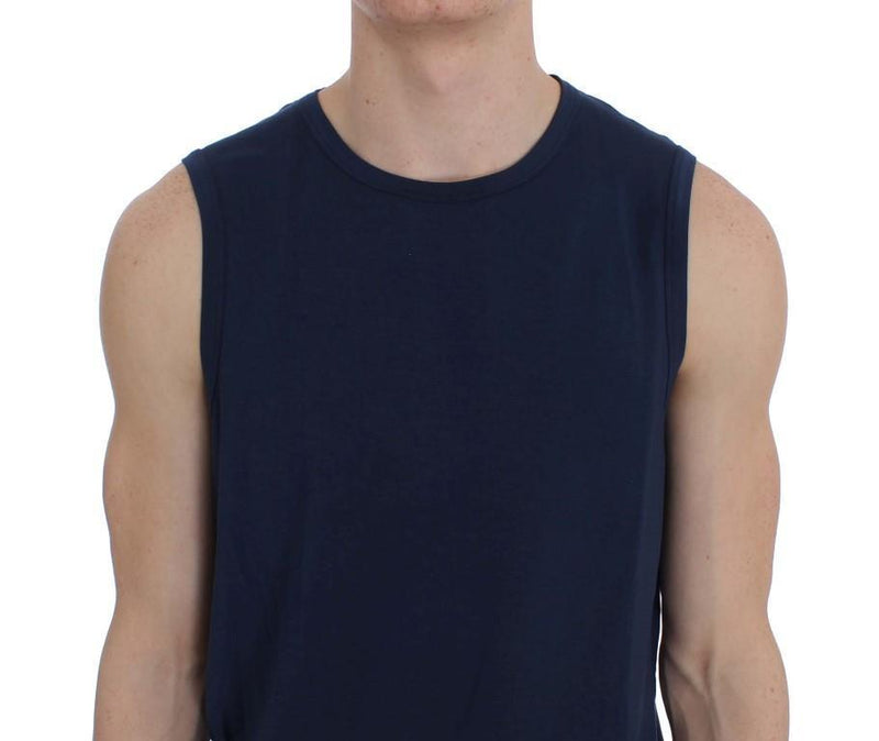 Blue Modal Stretch Sleeveless Underwear T-shirt