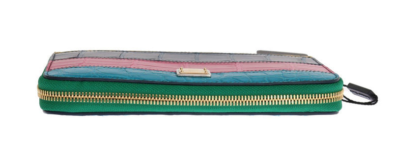 Multicolor Alligator Caiman Leather Continental Wallet