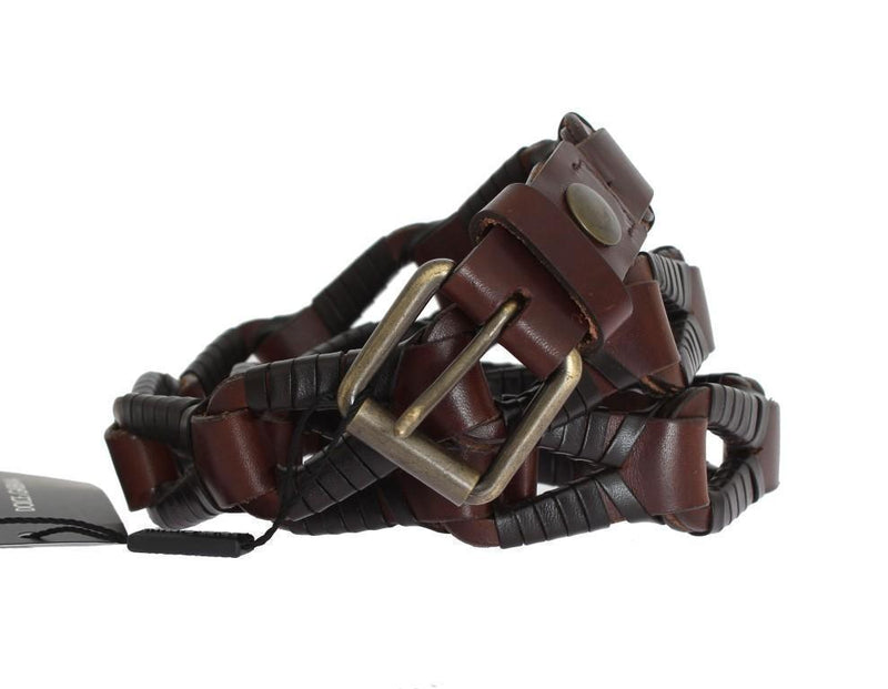Brown Leather Gold Buckle Belt