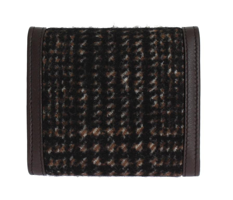 Brown Leather Gold Padlock Trifold Wallet