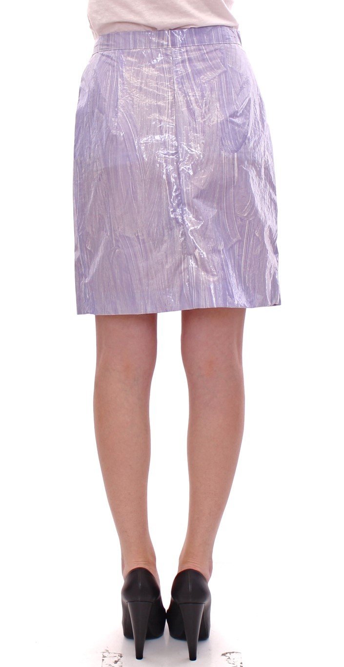Purple Viscose Above-Knee Wrap Skirt