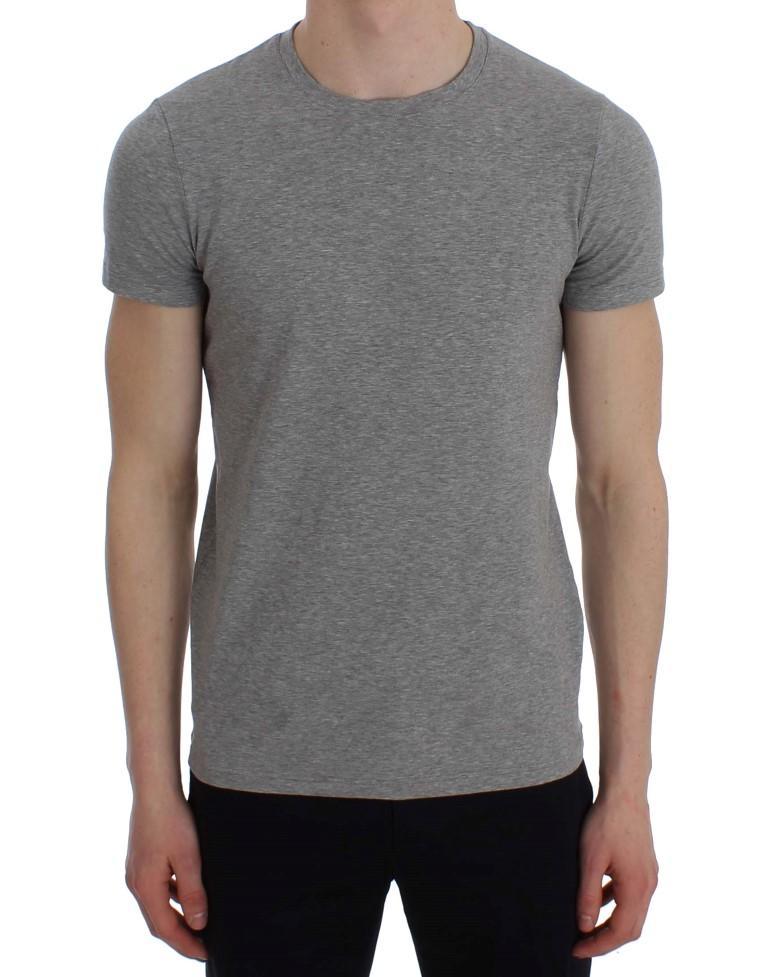 Gray Cotton Stretch Crew-neck Underwear T-shirt