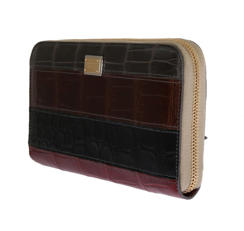 Multicolor Crocodile Leather Continental Wallet