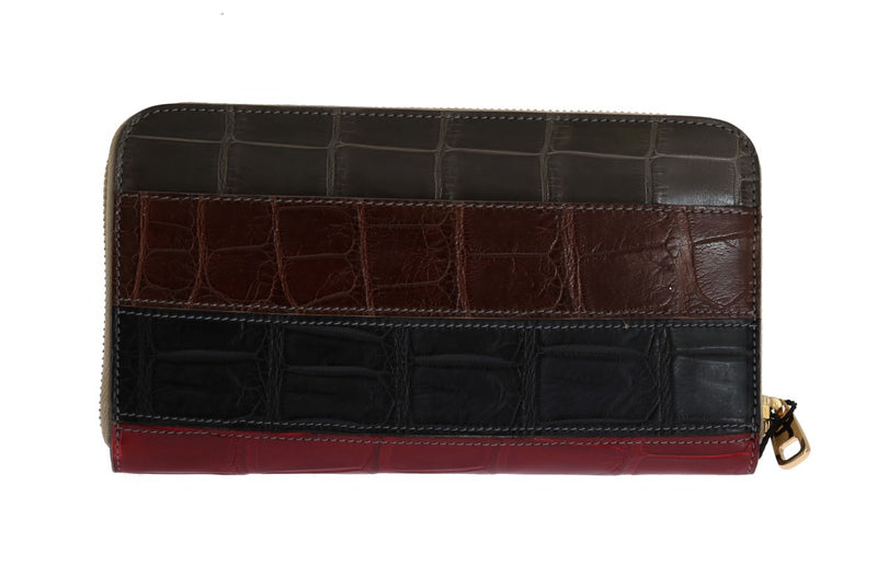 Multicolor Crocodile Leather Continental Wallet