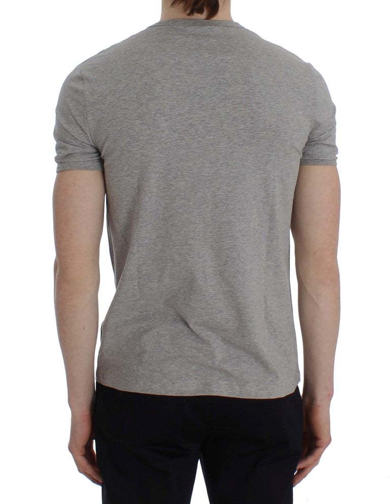 Gray Cotton Stretch V-neck Underwear T-shirt