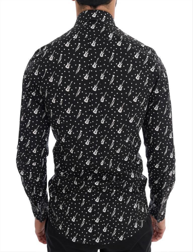 Black Slim Fit GOLD Sequin Jazz Shirt
