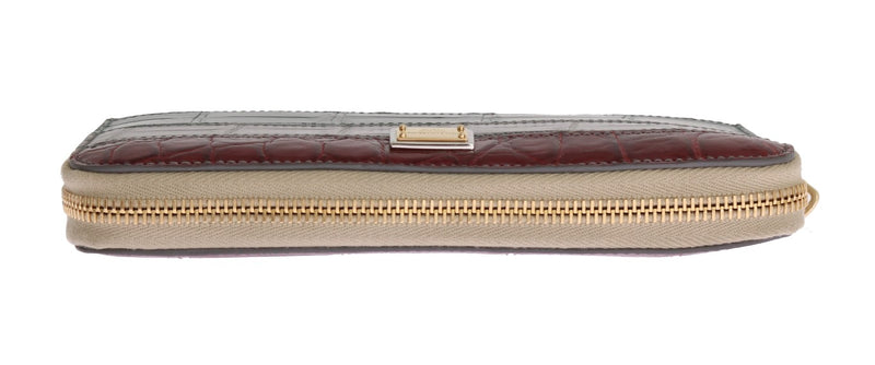 Multicolor Leather Crocodile Skin Continental Wallet