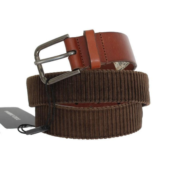 Brown Leather Silver Buckle Studded Belt