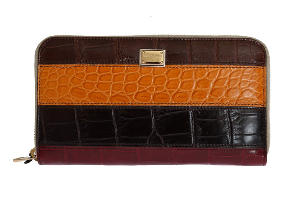 Multicolor Crocodile Leather Continental Wallet