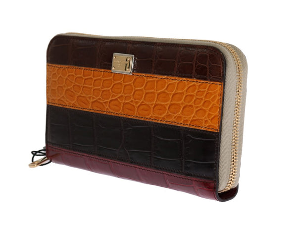 Multicolor Crocodile Leather Continental Wallet