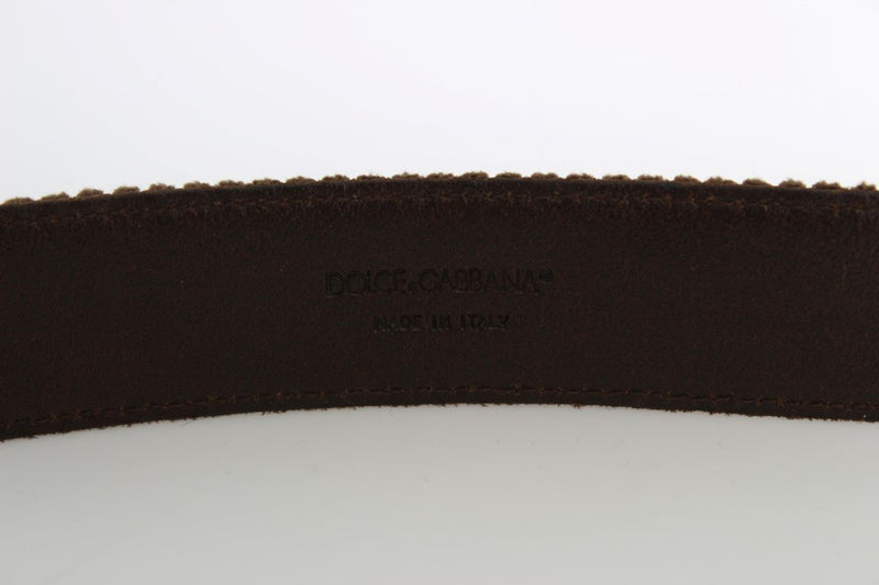 Brown Leather Silver Buckle Studded Belt