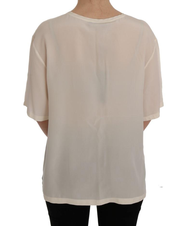 White Silk Short Sleeve T-Shirt