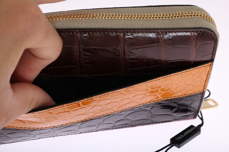 Multicolor Crocodile Leather Continental Wallet