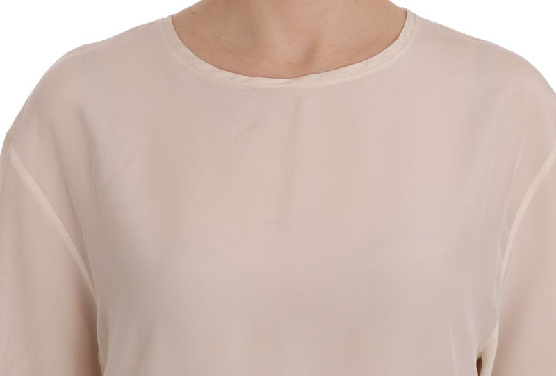 White Silk Short Sleeve T-Shirt