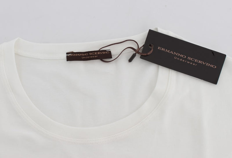 White Cotton Stretch Crewneck Underwear T-shirt