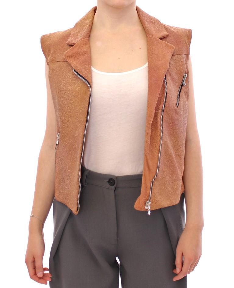 Brown Leather Jacket Vest