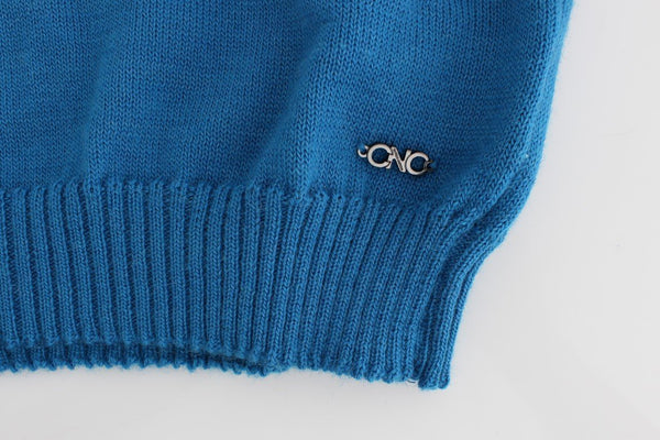 Blue knitted scoopneck sweater