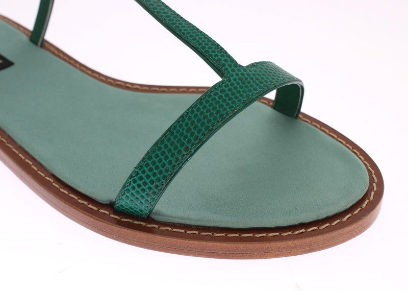 Green Lizard Skin Leather Sandal Shoes
