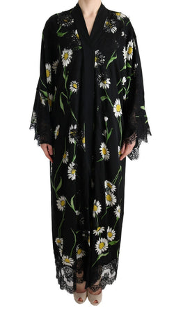 Black White Floral Lace Kaftan Dress