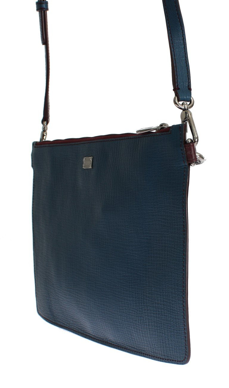Blue Leather Shoulder Cross Body Messenger Bag Purse