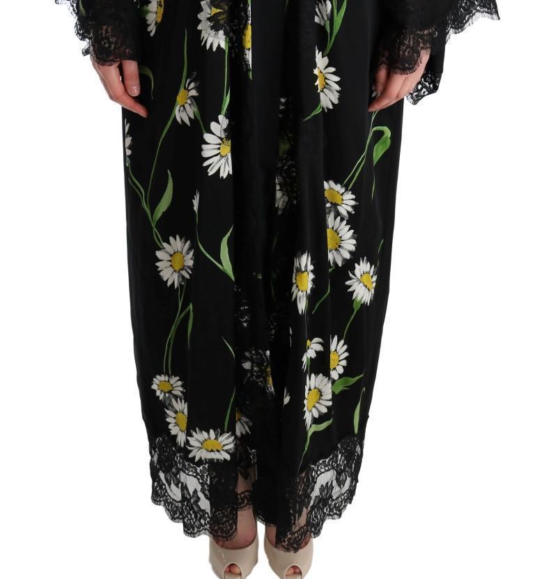 Black White Floral Lace Kaftan Dress