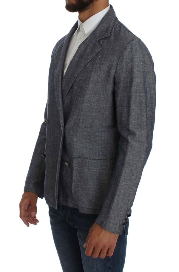 Blue Double Breasted Regular Fit Blazer