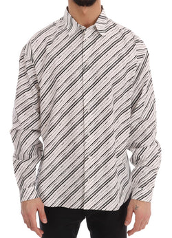 White Black Striped Formal Shirt