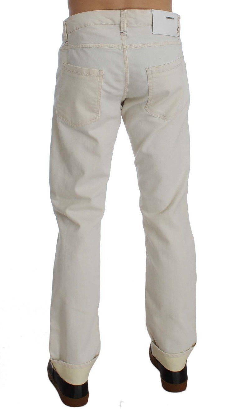 Beige Cotton Stretch Regular Fit Jeans