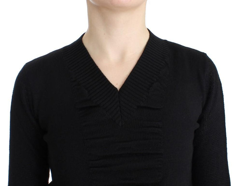 Black V-neck wool sweater