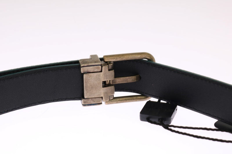 Blue Leather Gold Buckle Belt