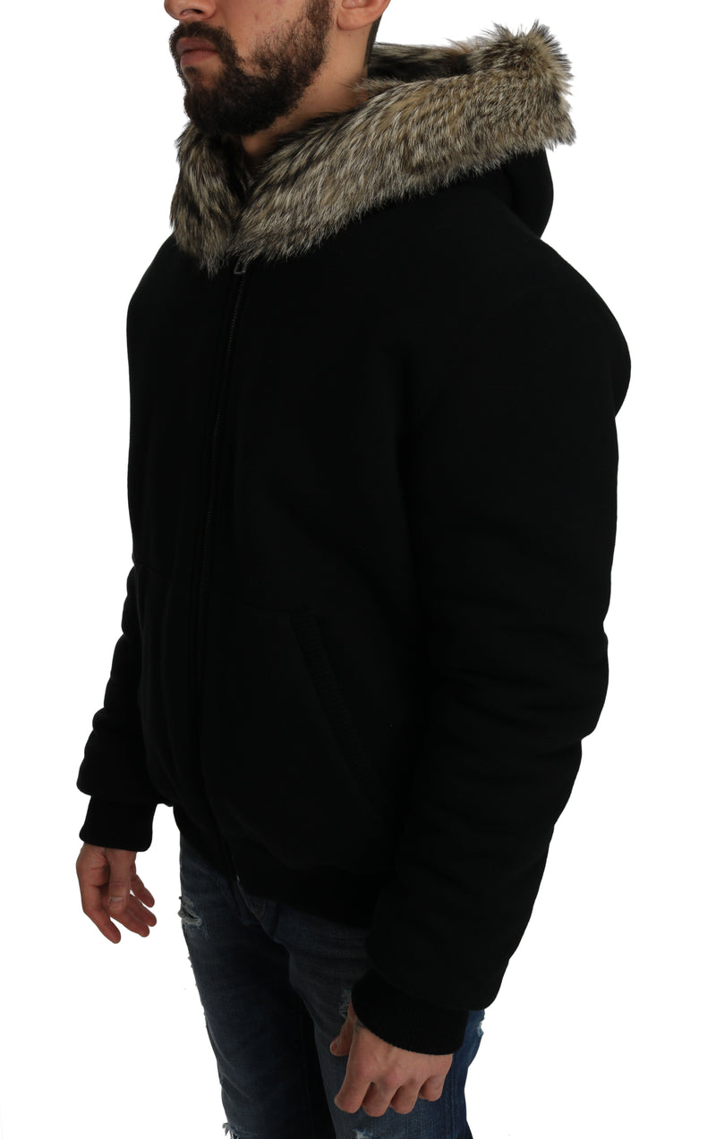 Fox Fur Hooded Coat Sweater Jacket