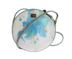 Blue White GLAM Snakeskin Shoulder Clutch Bag