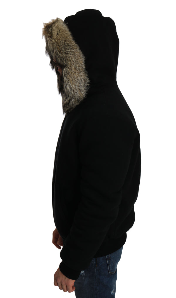 Fox Fur Hooded Coat Sweater Jacket