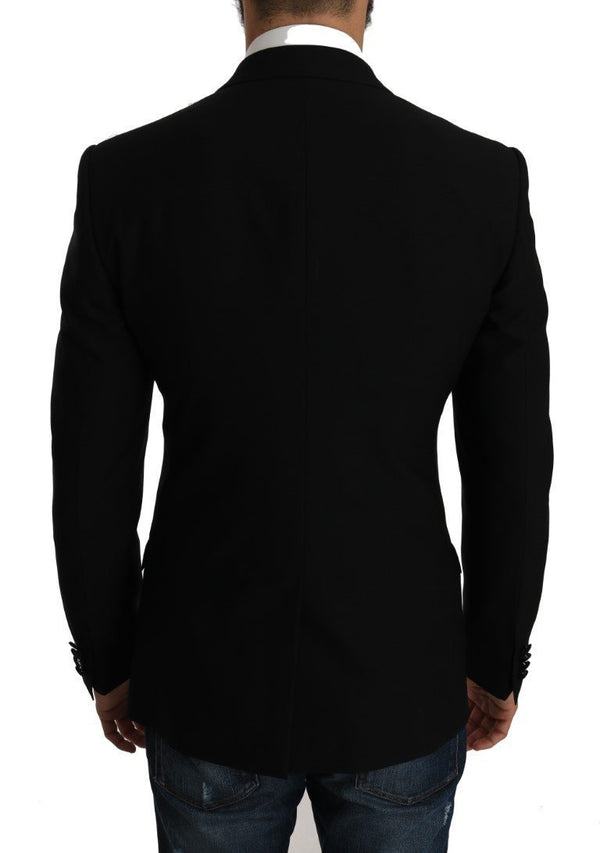 Black Wool MARTINI Slim Gold Blazer  Jacket