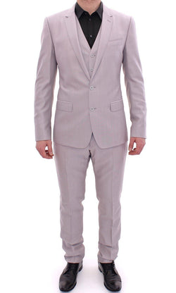 Silver Three Piece Wool Silk MARTINI Suit