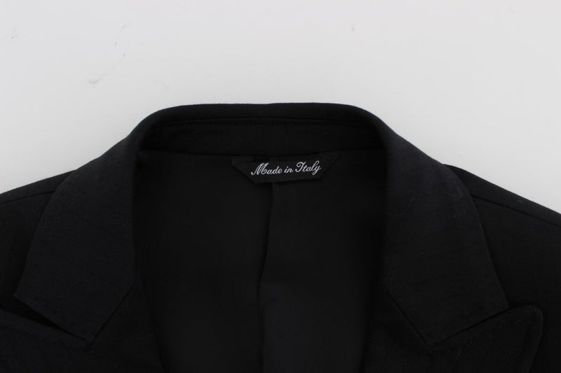 Black Striped Two Button Blazer Jacket