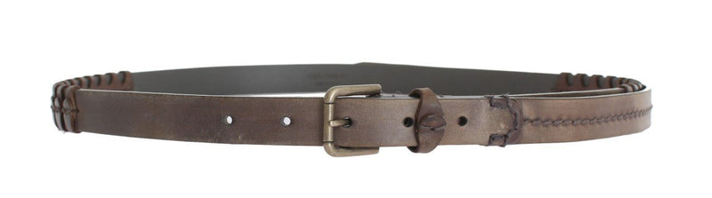 Brown Leather Mens Gold Buckle Belt