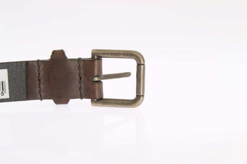 Brown Leather Mens Gold Buckle Belt