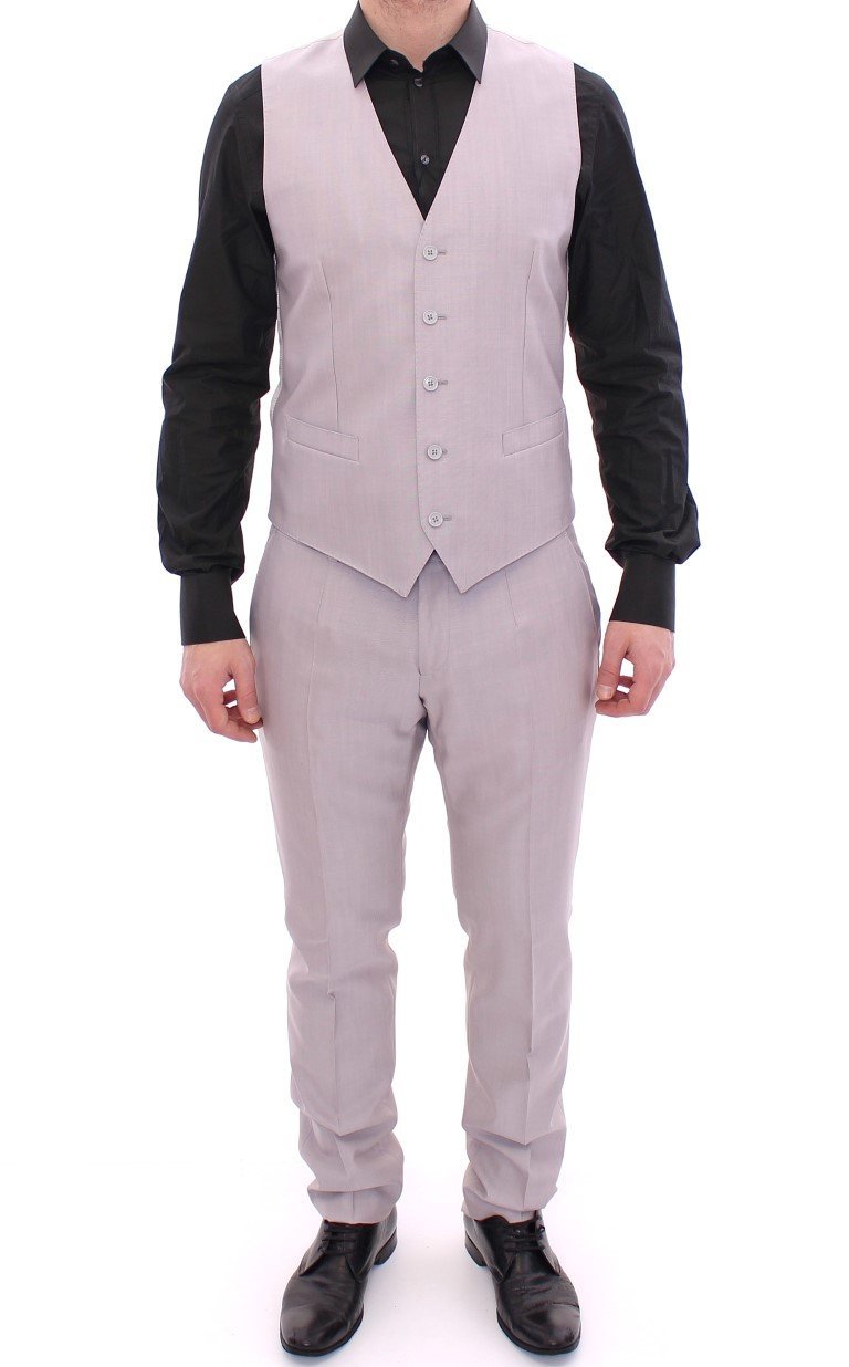 Silver Three Piece Wool Silk MARTINI Suit