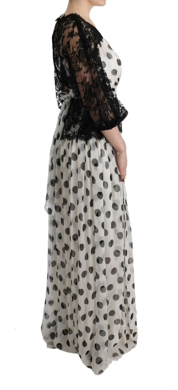 Black White Polka Dotted Floral Dress